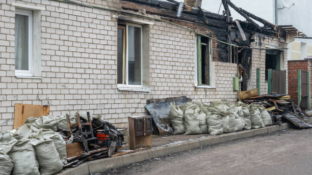 Professional Fire Damage Restoration technician working in Lambertville, NJ